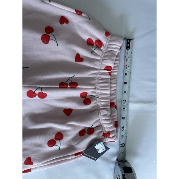 NWT Grayson Threads Women’s Sweatpants Pink Cherries + Hearts Wide Leg Size XS - Picture 6 of 10